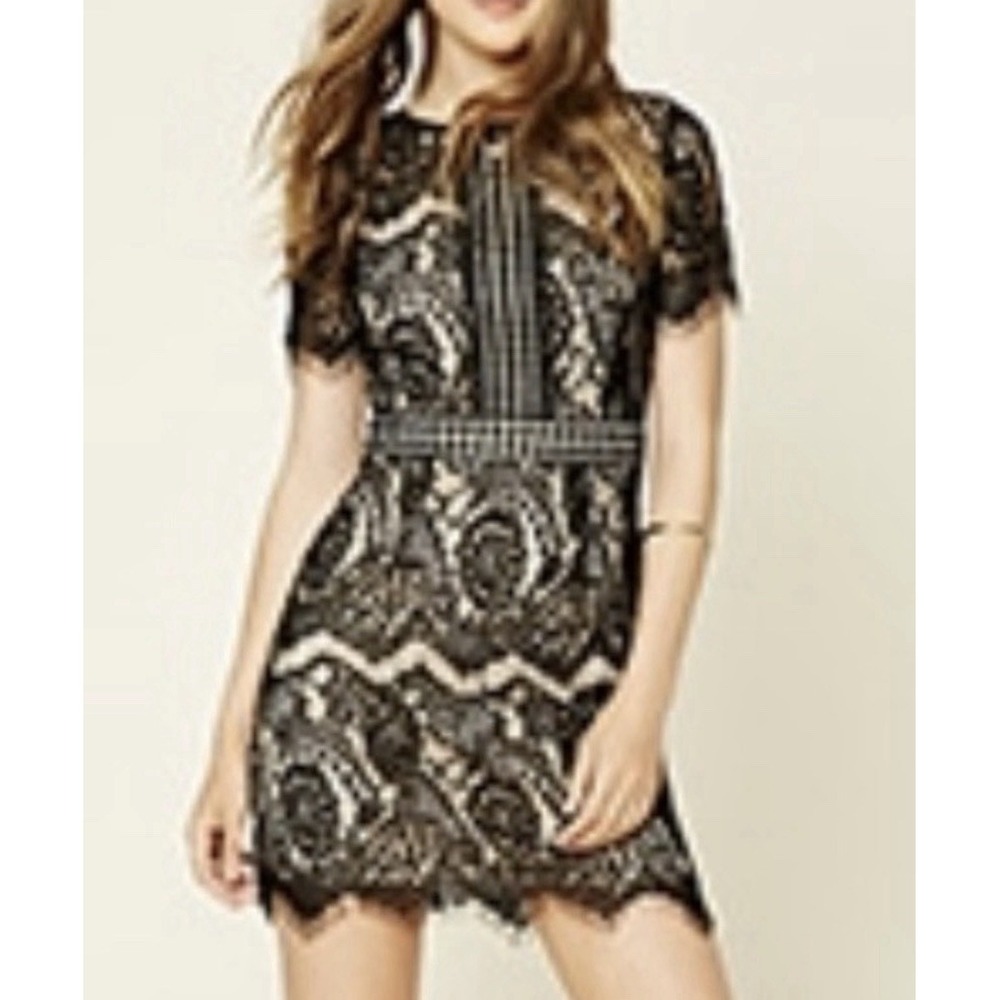 Forever 21 Dress Womens L Black Lace Romantic Whimsigoth Festival Cocktail Event